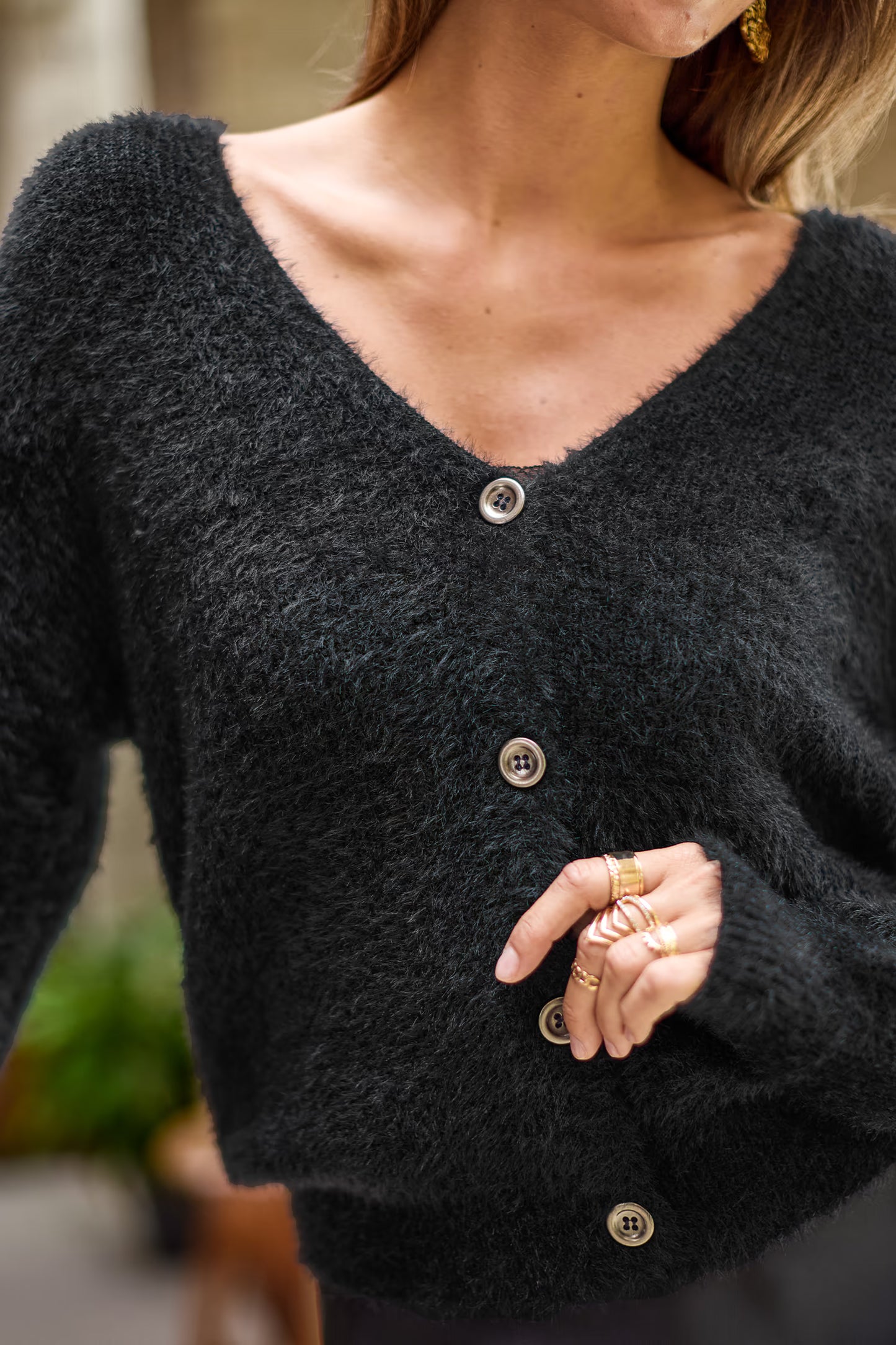 Cozy Glow Black Cardigan