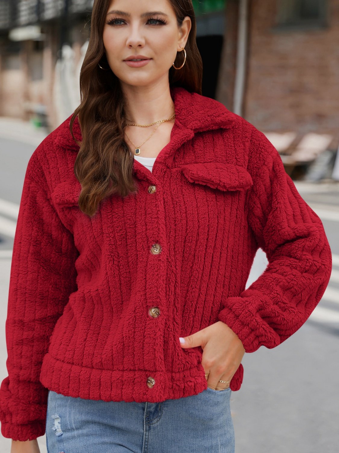 Autumn Outerwear Vintage Split Joint Plain Long Sleeve Shawl Collar Jacket