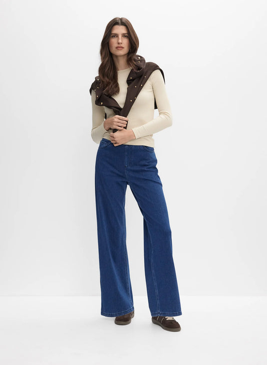 Wide-Leg Knit Jeans