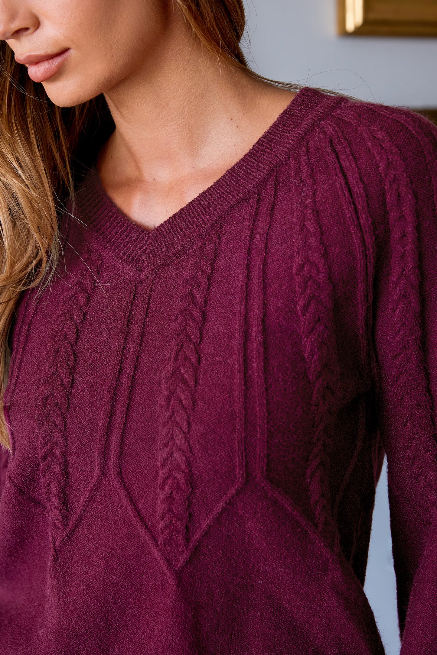 Women's V Neck Long Sleeve Fired Up Red Sweater