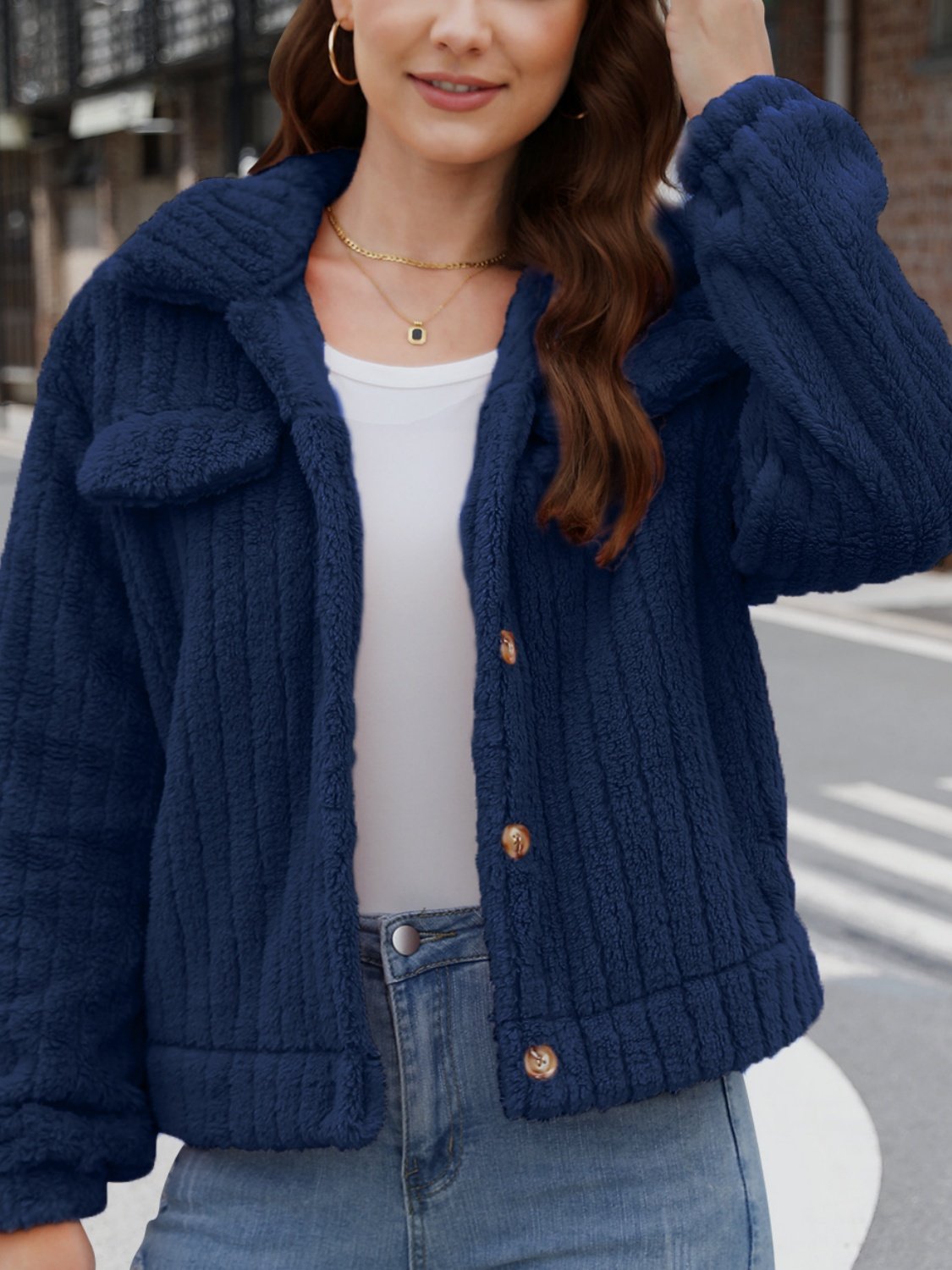 Autumn Outerwear Vintage Split Joint Plain Long Sleeve Shawl Collar Jacket