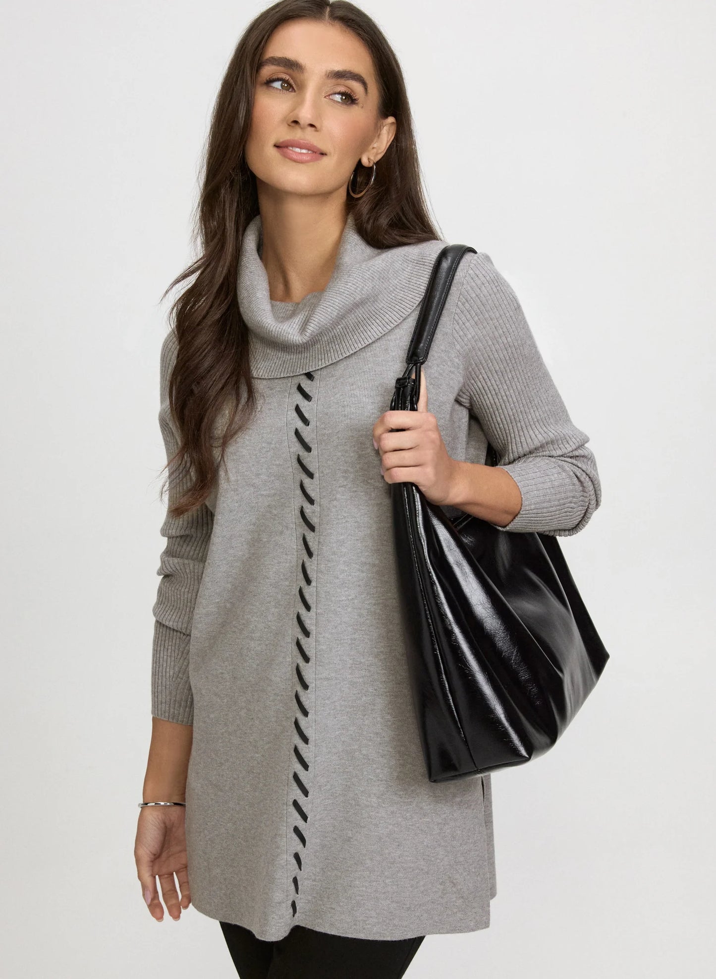 Contrast Cowl Neck Sweater