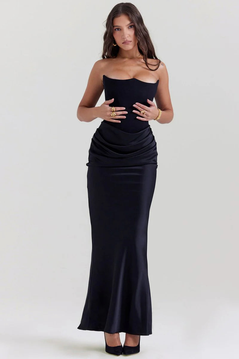 Amelia | Strapless Evening Gown | Modern Elegance | Luxe Satin Fabric