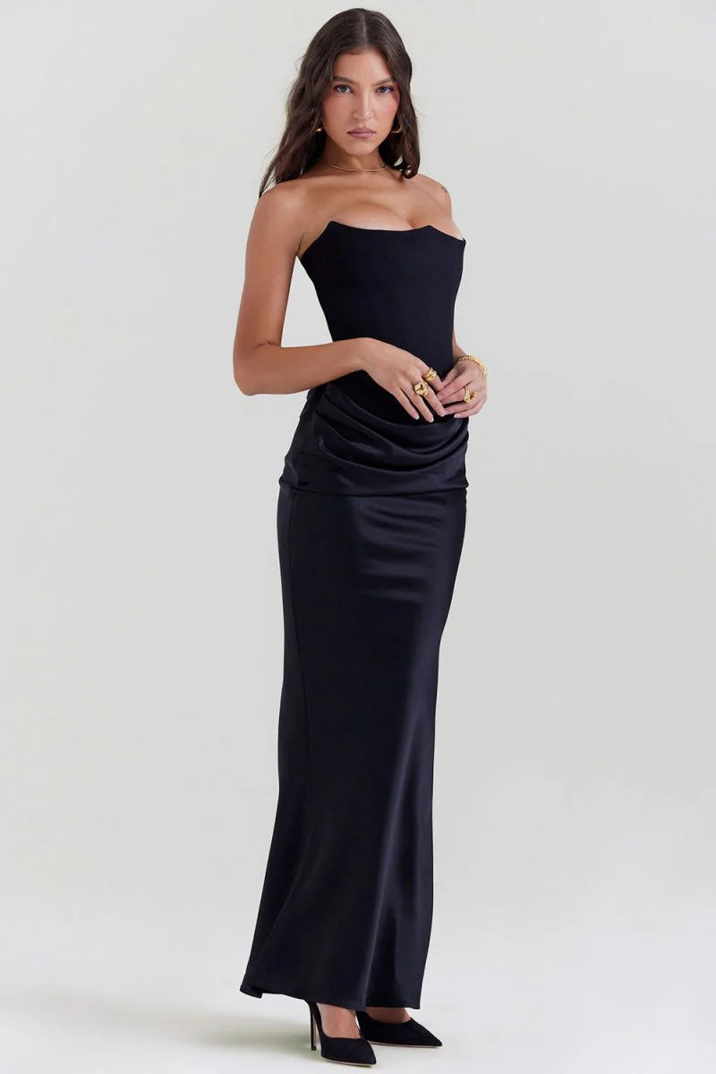 Amelia | Strapless Evening Gown | Modern Elegance | Luxe Satin Fabric