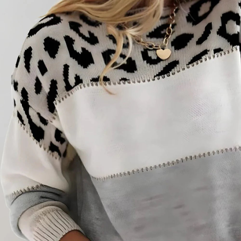 Pascaline Leopard Print Casual Sweater – Women’s