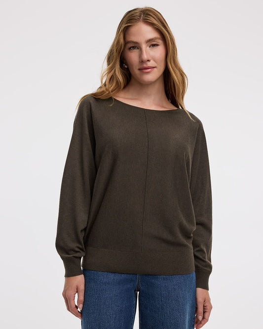 Merino-Blend Long-Sleeve Boat-Neck Sweater