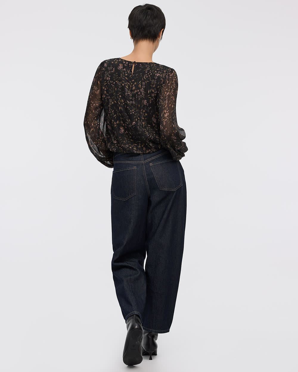 Long-Sleeve Blouse with Bubble Hem