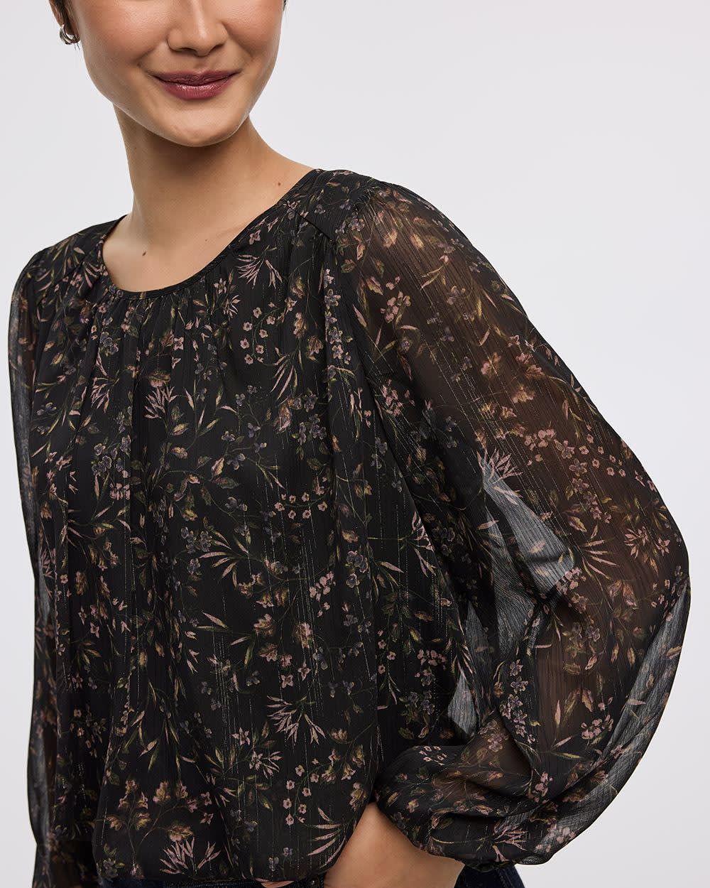 Long-Sleeve Blouse with Bubble Hem
