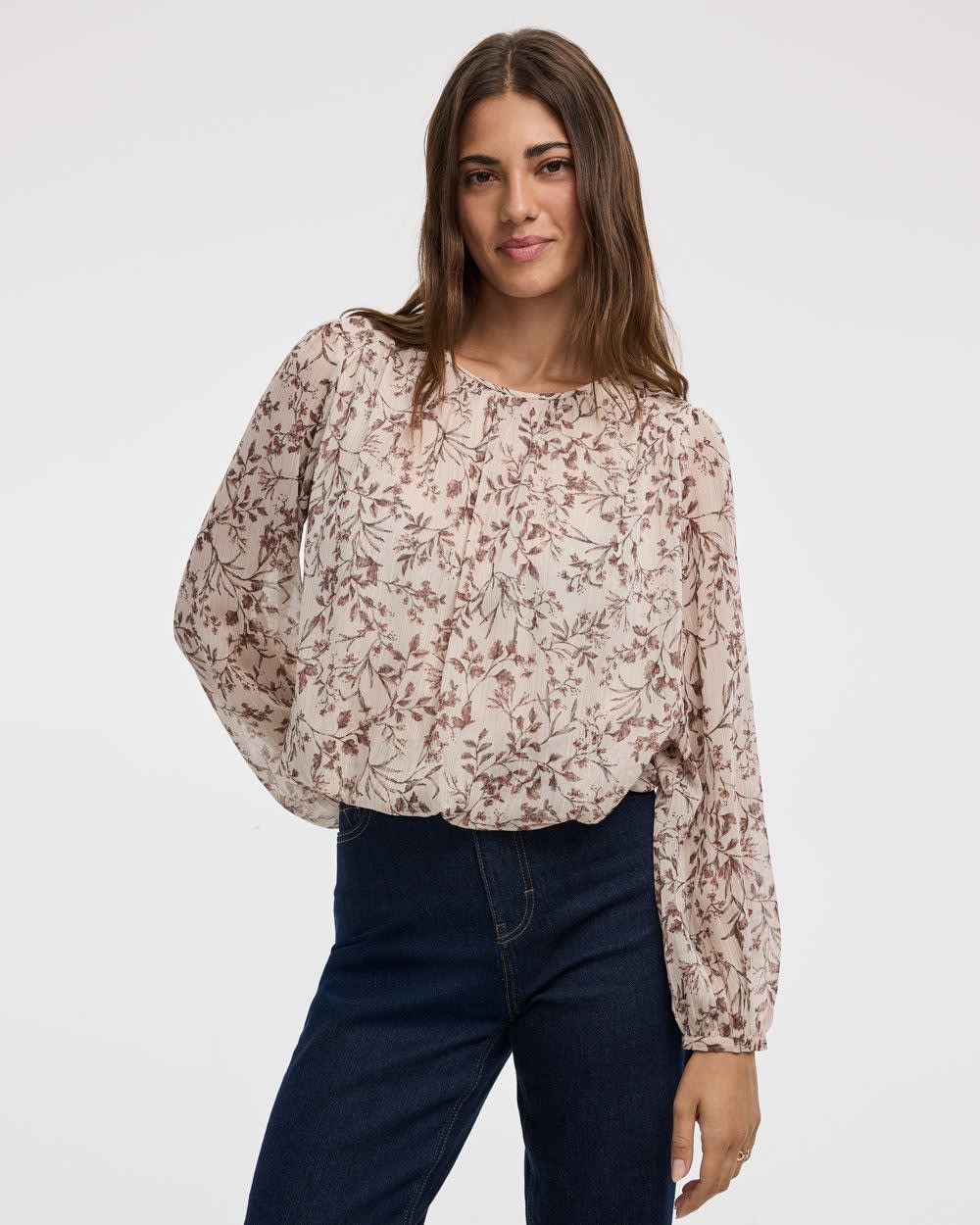 Long-Sleeve Blouse with Bubble Hem