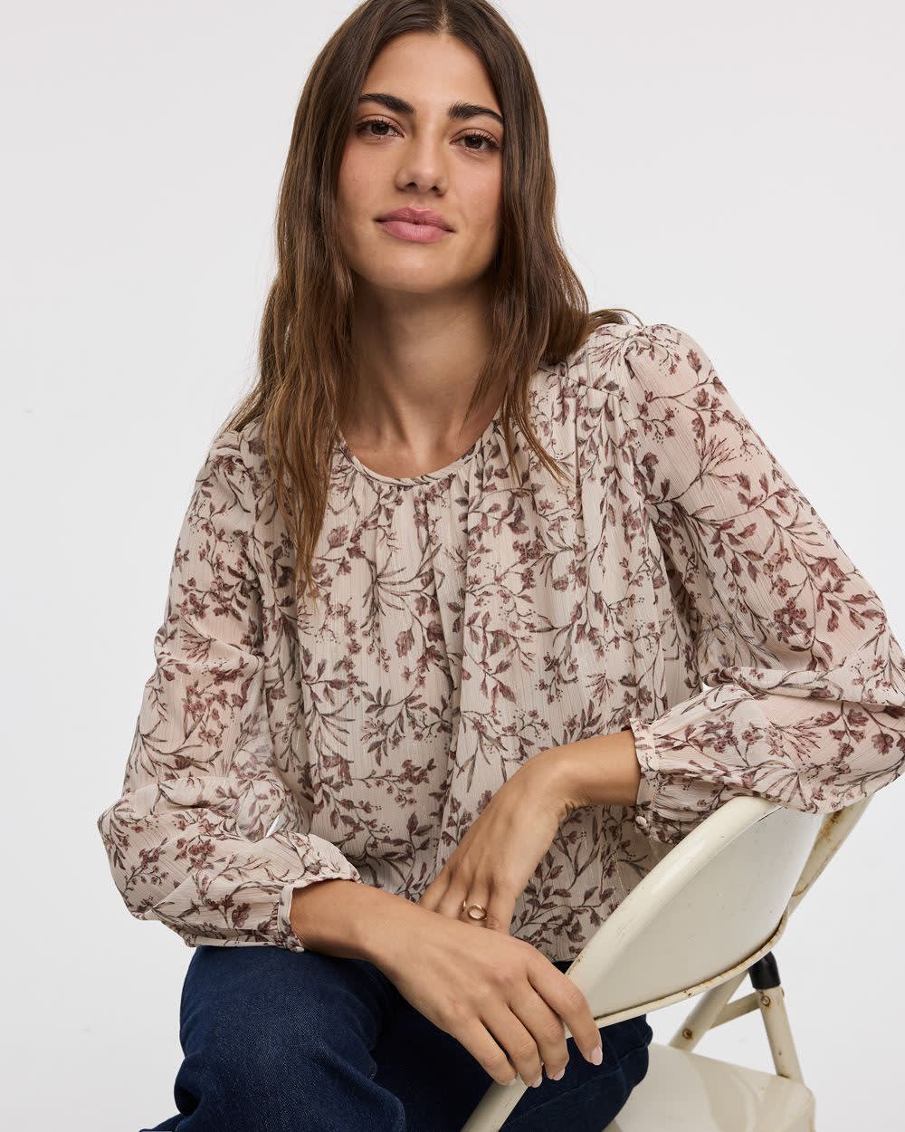 Long-Sleeve Blouse with Bubble Hem
